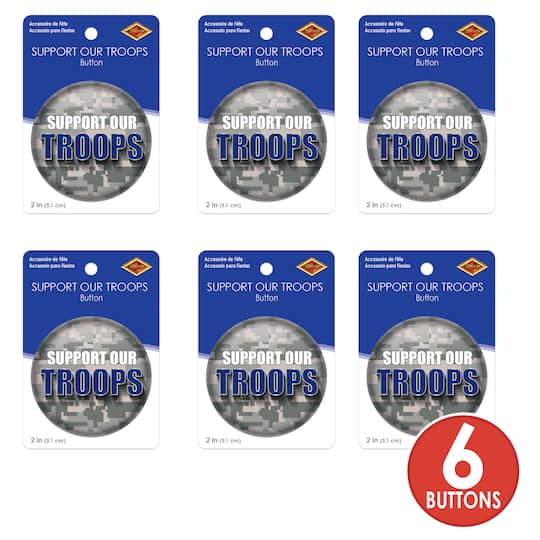 Beistle 2" Camouflage Support Our Troops Buttons, 6ct.